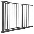 Barrière de protection, pour escaliers sans perçage, Pour enfant, 105-115 cm de large, Fermeture automatique, En métal - Noir-0