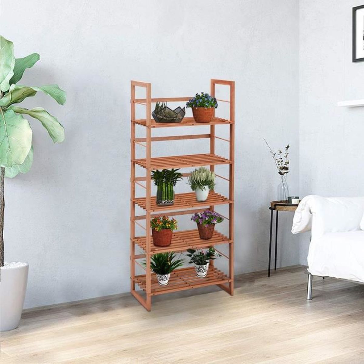 Costway Etagere De Rangement Avec 5 Tablettes Meuble A Chaussures