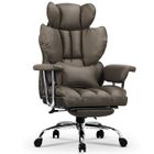 BIGZZIA Chaise de Bureau avec Repose-Pieds, Large Assise Rembourrée, Coussin de Soutien Lombaire, Marron