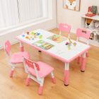 GOPLUS Table Enfant avec 4 Chaises-Hauteurs Réglables avec Plateau à Graffitis-Table de Dessin pour Enfants 2 Ans+,Rose