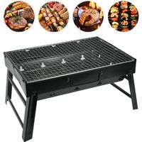 SUMOSUMA Barbecue au charbon de bois portable avec Support Pliable Inox BBQ Grille pour 8 personnes - 43x29x22cm