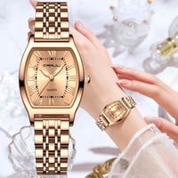 CRRJUMontre de mode pour femmes Montre d'affaires étanche Horloge rectangulaire Quartz mince Montre à bracelet en acier inoxydable
