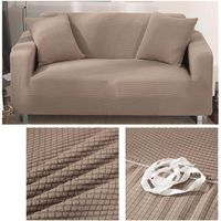 190-230cm Housse de canape 3 places avec accoudoirs laine Housse de fauteuil et canape extensible Couverture de Canapé 3 places Brun