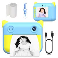 Appareil photo Compact,Appareil photo thermique instantané pour enfants,jouet d'impression sans encre,HD 1080P- blue[C16501]