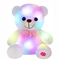 Veilleuse LED petit ours lumineux, poupée en peluche colorée pour enfants de 3 à 6 ans, blanche