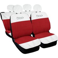Lupex Shop Housses de siège auto compatibles pour 500 Hybrid Blanche Rouge