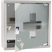 Armoire à Pharmacie En Inox Avec 3 Compartiments | 30x12x50 Cm | Porte Verre Trempé Verrouillable | Sécurité Enfants - 2