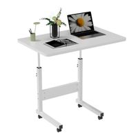Table De Lit Avec Roulette Réglable En Hauteur Lvhcmfohm - Bureau Ordinateur Portable 60x40cm Chêne Avec Fente Carte, Table Mobile Ergonomique