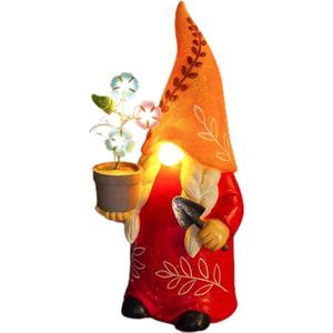 DÉCORATION LUMINEUSE Statuette - Nain de Jardin Lumineux à Énergie Solaire - Tenant un Pot de Fleur - Décoration de Jardin Créative