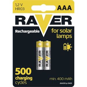 PILES Raver Lot de 2 Piles solaires AAA Rechargeables po