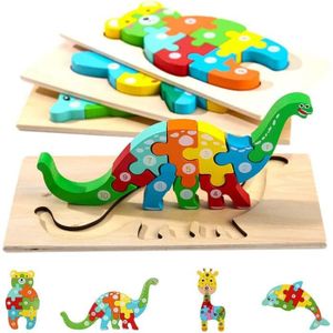 PUZZLE Puzzle en Bois Enfant,4Pcs Puzzle Bois,Jeux Educat