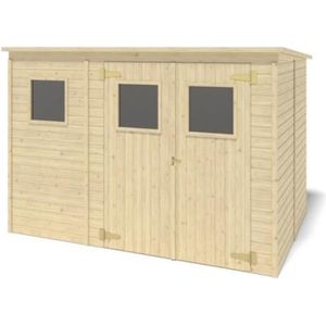 ABRI JARDIN - CHALET Abri de jardin en bois - ALTANKA - DOM421 - Épaisseur 12,5mm - Double porte vitrée - Couleur naturel