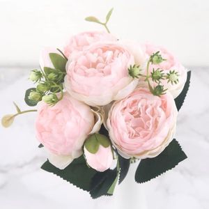 FLEUR ARTIFICIELLE Bouquet de fleurs artificielles, 5 têtes et 4 bour