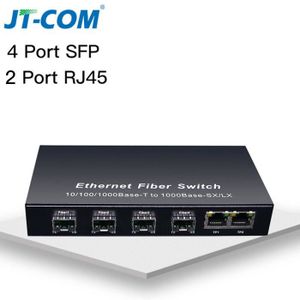 SWITCH - HUB ETHERNET  Switch réseau,Commutateur Gigabit Ethernet Commutateur Fibre SFP 10-100-1000Mbps Convertisseur de Médias Fibre - 4GF2GE[F579]