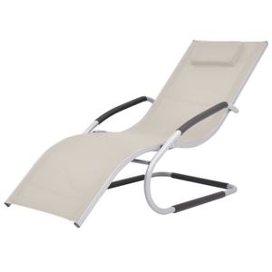 CHAISE LONGUE Chaise longue - Aluminium et textilène - Crème