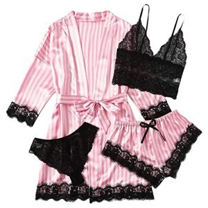 ENSEMBLE DE LINGERIE Plus Size Lingerie Sexy Femmes Soie Robe Satin Peignoir Vêtements de Nuit Pyjamas l22589