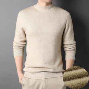 Pull Homme Hiver Chenille Doublée polaire Chaud Casual Col arrondi Manches  longues Ramure broderie Rayure
