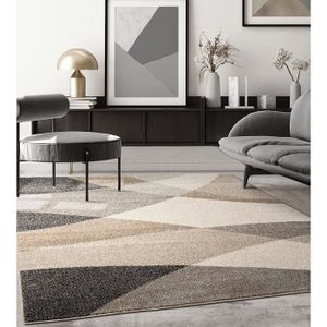 TAPIS Tapis de salon ou de chambre en moderne design | Motifs géométriques - Carreaux - Beige 160x220 | Intérieur - The Carpet PEARL