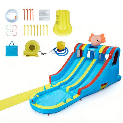 Château Gonflable DINOSAURE Géant 382x375x254 cm - Avec Toboggan + Souffleur Inclus - Pour Jardin & Intérieur -Bleu - Jeux - Jouets Château Gonflable DINOSAURE Géant 382x375x254 cm - Avec Toboggan + Souffleur Inclus - Pour Jardin & Intérieur -Bleu - Jeux - Jouets