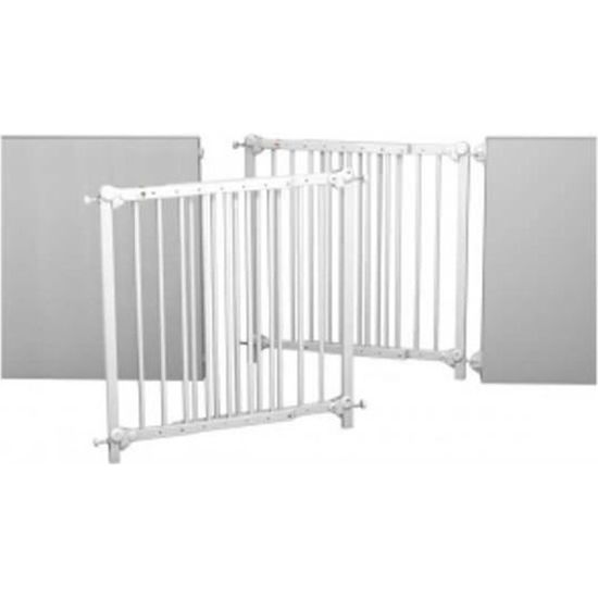 AT4 Barrière de sécurité enfant amovible et portillon - 73-110 cm - Bois  laqué - Blanc - Cdiscount Puériculture & Eveil bébé