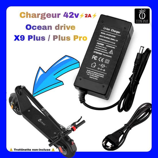 Chargeur Universel 42V 2A Pour Trottinette Et Vélo électrique – 4 Embouts Adaptateurs, Protection Surcharge Et LED Rouge/vert