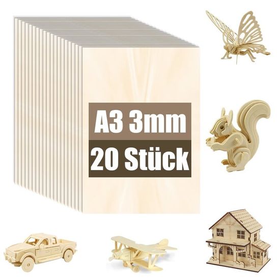 Lot 15 Plaques Contreplaqué Balsa 2mm 300x200mm - Panneaux Bois Pour Bricolage Modélisme Laser