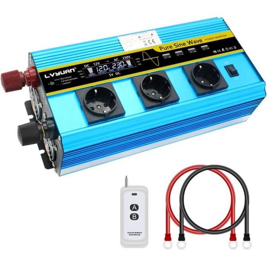 Convertisseur 12V Vers 230V Sinus Pur 4000W (8000W Pic) - Avec Télécommande Et USB - Pour Camping, Bateau - 7