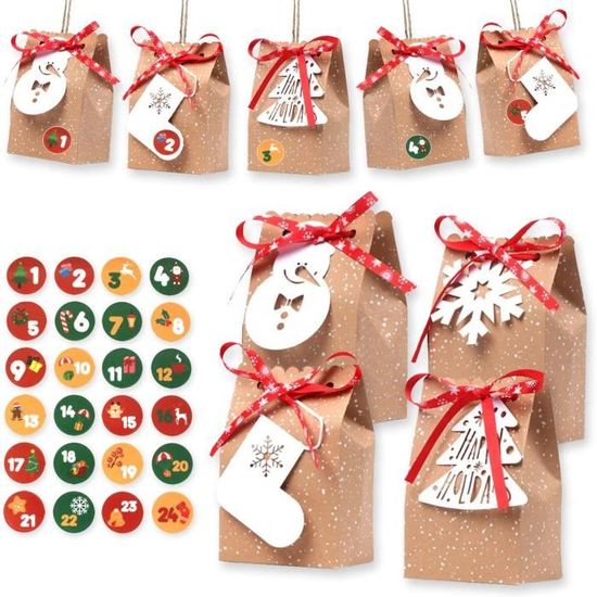 Calendrier De L’Avent à Remplir – Lot De 24 Sacs En Tissu – DIY – Avec Pinces En Bois & Ficelle – Réutilisable – Déco Noël