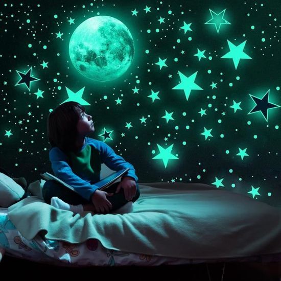 531 Autocollants Phosphorescents Planètes Et Étoiles - Décoration Chambre Enfant Galaxie Lumineuse