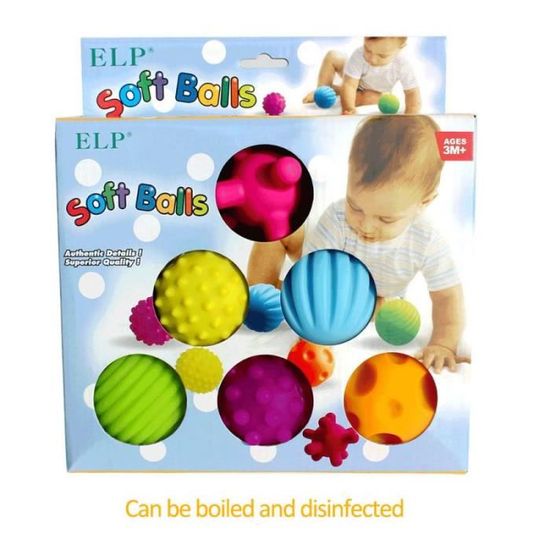 Anneau de dentition,4-6 pièces bébé jeu de balles en caoutchouc bambins détection développer des balles souples bébé - 6 Balls #B