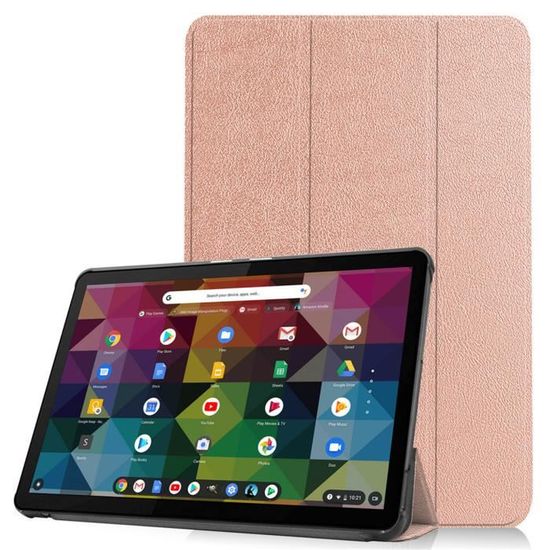 Antichoc Housse Lenovo Duet Chromebook 10.1 - Étui pour tablette avec Support à trois volets - Or rose
