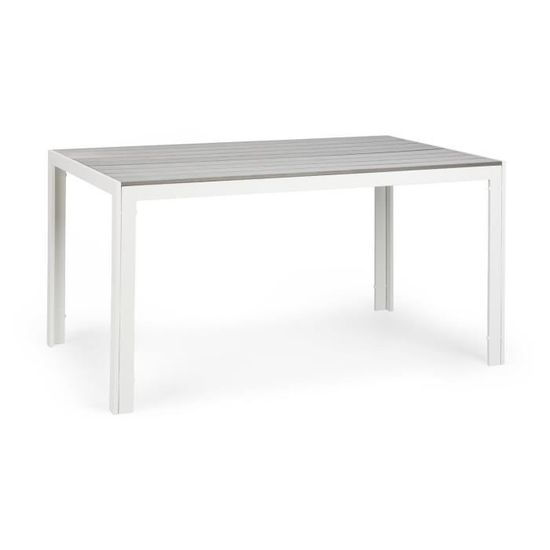 Table de jardin rectangulaire 6 places - Blumfeldt Bilbao - Polywood - Aluminium blanc & gris