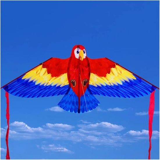 Perroquet Cerf-Volant Géant – Facile à Voler – Avec 100 M De Ficelle Et Sac De Rangement – Dès 4 Ans