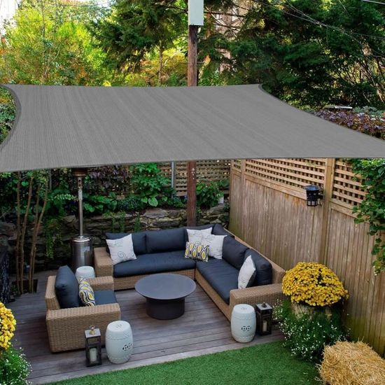 Toile Ombrage Exterieur Triangulaire Voile D'ombrage 70x400cm Imperméable - Protection UV 98% Gris Clair Protection UV Jardin