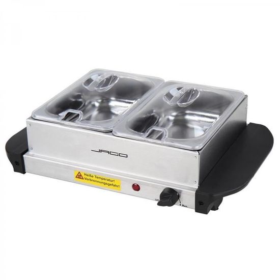 jago chauffe plats electrique en acier inoxydable maintien de la temperature couvercles transparents 2x1 5 l chauffe buffet cdiscount maison