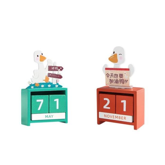 2 pièces en bois mignon calendrier en forme de canard 2021 année bricolage décoration de table CALENDRIER - BLOC EPHEMERIDE