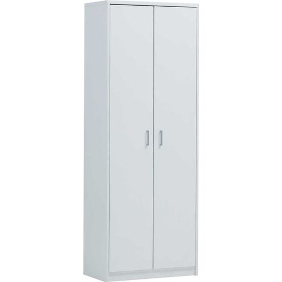 Armoire de rangement blanche Spacio à 2 portes et 4 tablettes, réalisée