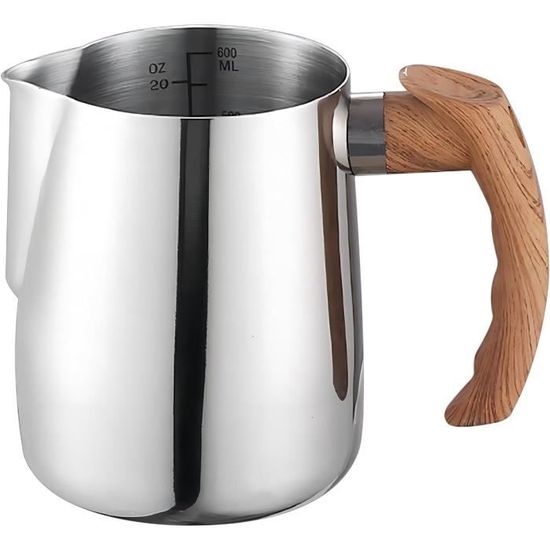 HOTUT Pichet à Lait Inox 304 600 Ml - Milk Jug Avec Échelle, Thermochromique, Latte Art Pen Et Moules Cappuccino