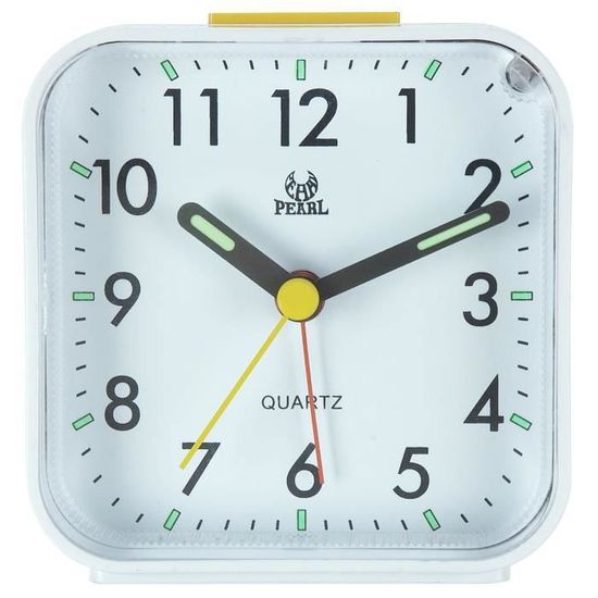 MPM Quality Réveil Analogique Lumini – Design Moderne Blanc, Sans Tic-Tac, Snooze, Veilleuse, Parfait Chambre & Bureau