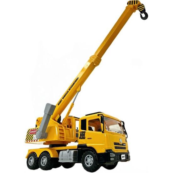 Camion-grue à 2 crochets rotatif à 360° pour enfants, échelle 1:32 jaune