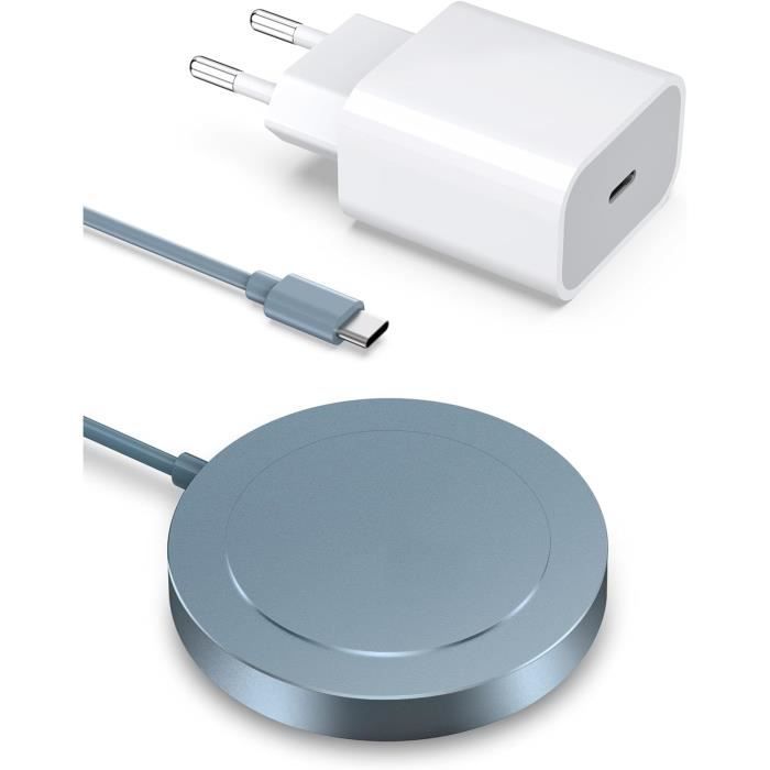 Chargeur Magnétique Sans Fil Mag-Safe 15W - Compatible IPhone 12 à 16, Design Compact 5.5cm, PD 20W, Type-C