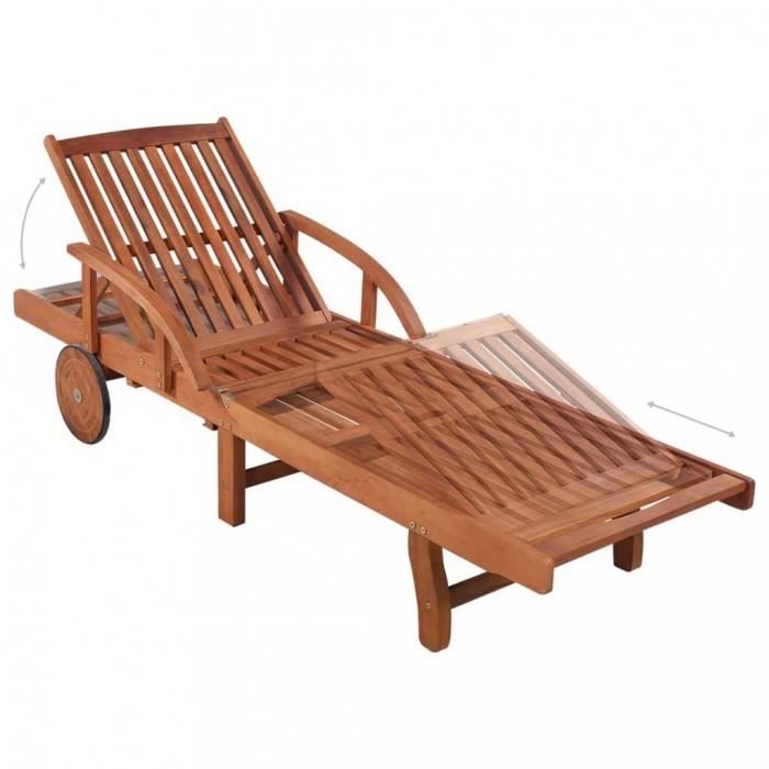 Bains de soleil Chaise longue Bois d'acacia solide
