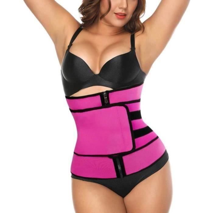 Femme Ceinture de Sudation Ajustable,Néoprène Ceinture de Minceur Sport Réglable Ceinture Abdominale Zip,fuchsia S