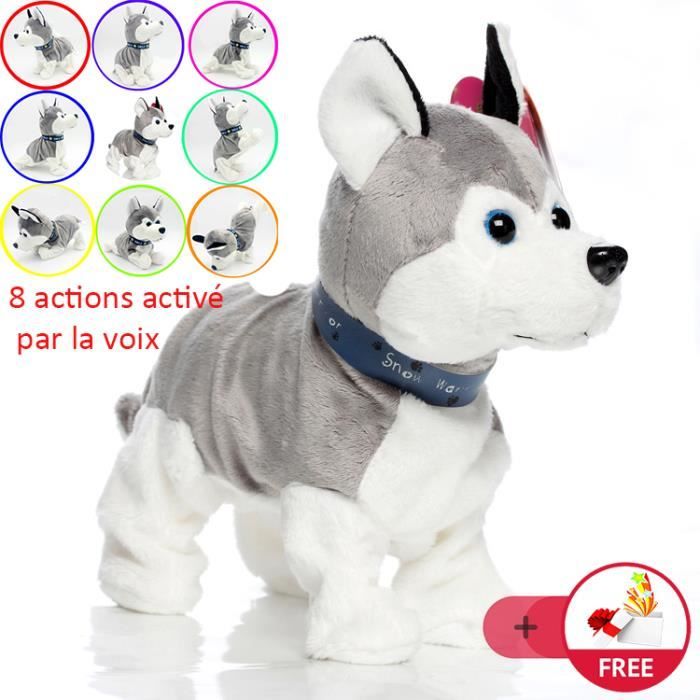 Électronique jouets chien en peluche danse 8 action activé par la voix et la touche intelligent aboiement