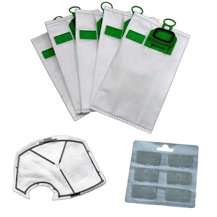 6 Sacs d'aspirateur microfibre + 1 Filtre de protection du moteur + 6 Parfum Blocks pour votre Vorwerk Kobold 140-150-VK 140 Aw32418