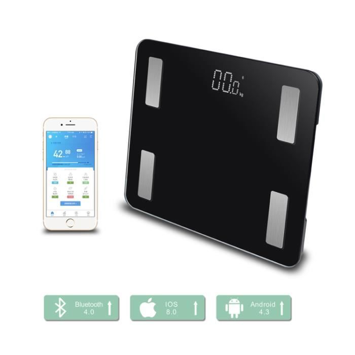Balance Connectée - Pèse Personne ITO - 4 Capteurs de Pression - Haute précision - LED - APP - Blanc