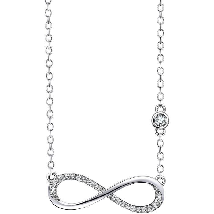 DIAN Jewellery Infini Collier Pour Femme 925 Argent Sterling Zircon Amitié Forever Amour Collier Femme Bijoux Cadeaux