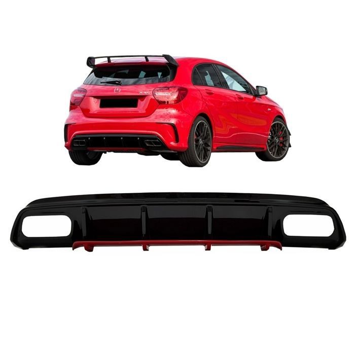 Diffuseur pare-chocs pour MERCEDES W176 Classe A 12-18 A45 Facelift Design Red Edition
