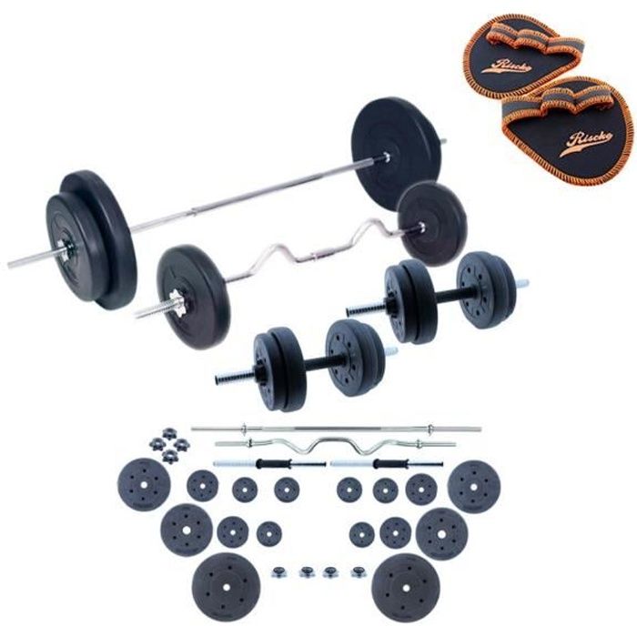 KIT DE 90 KG AVEC HALTÈRES : KIT DE MUSCULATION.