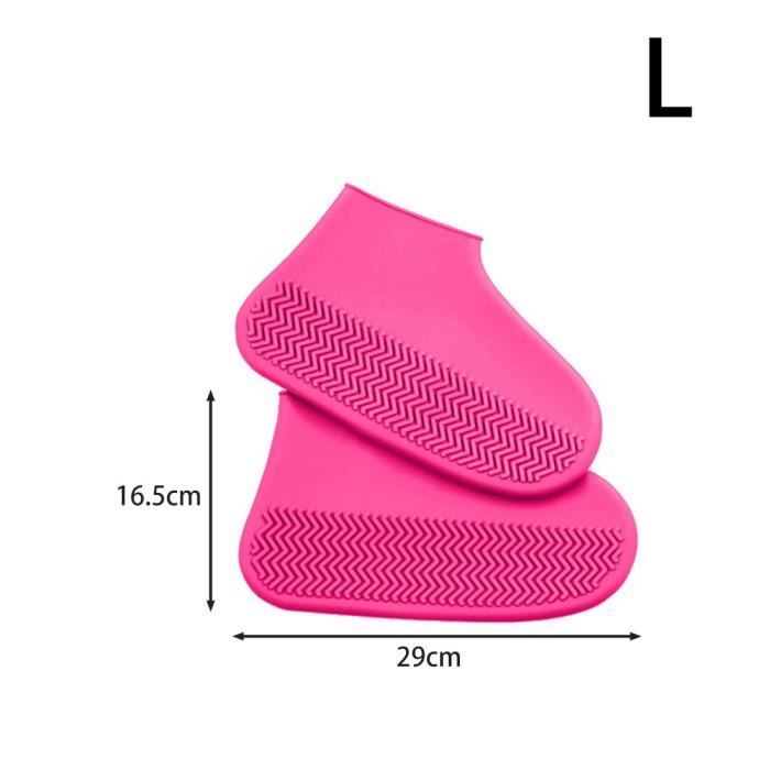 Chaussures,Nouvelles chaussures de pluie en caoutchouc Vintage réutilisables, couvre bottes en Latex imperméables a - Type L pink